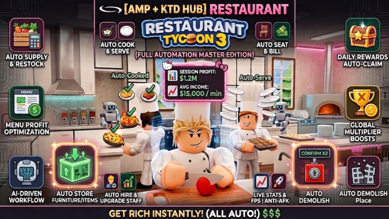 ⚫️ AMP HUB | Premium | Restaurant Tycoon 3