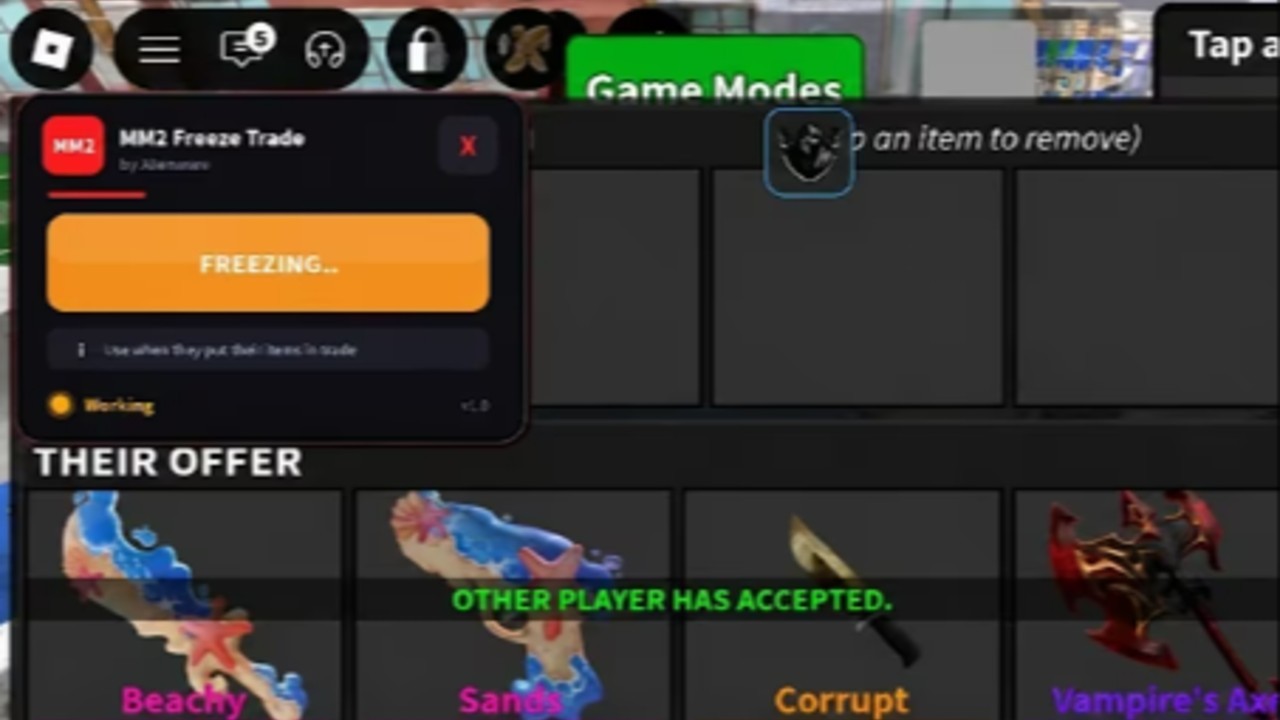 Fake Mm2 Visual Trade , Freeze Trades, Spawn