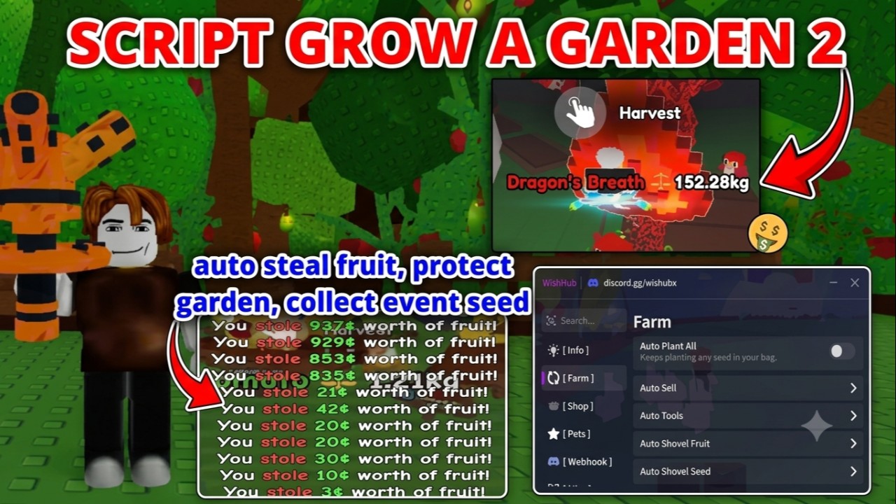 Grow a garden 2 | Anti ban,auto steal fruits