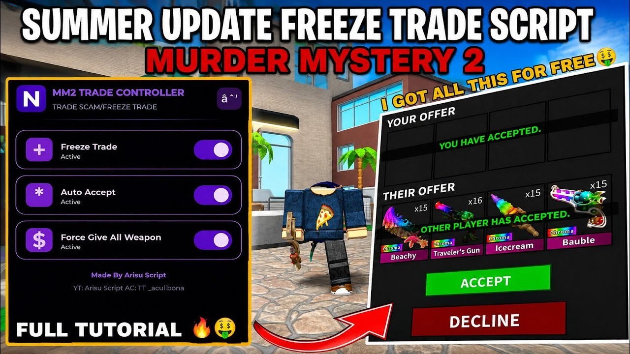 Fake Mm2 Visual Trade , Freeze Trades, Spawn