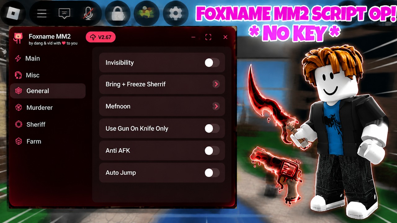 Foxname MM2 GUI Keyless - Auto Farm and More
