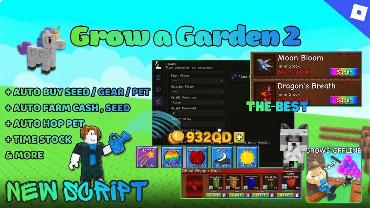 Grow a garden 2 script | Auto dupe,spawn pet