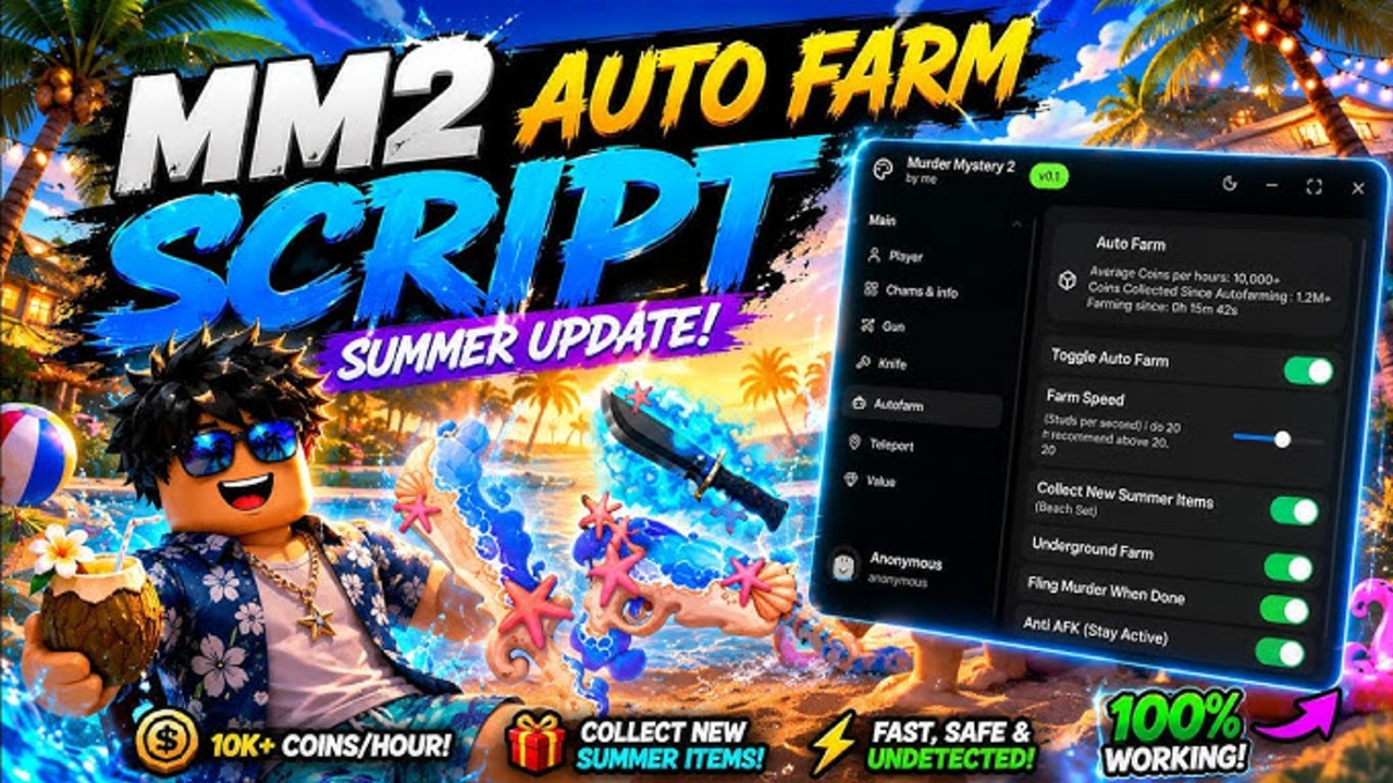 NEW UPDATE IN MM2 SUMMER AUTO FARM 🔪🔪🤑😎