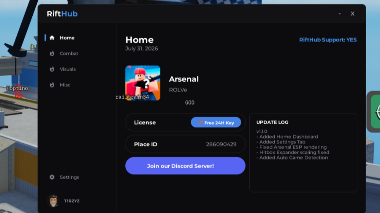 RiftHub | Roblox Script Hub ( ARSENAL)