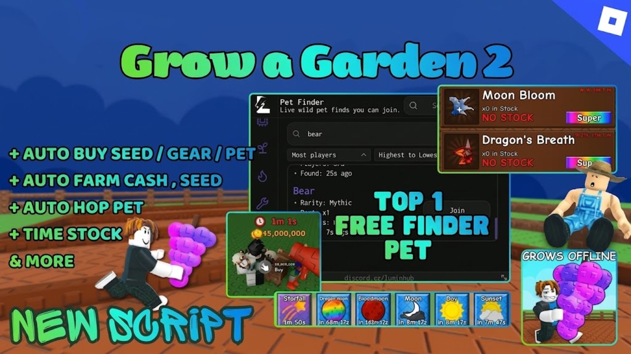 Grow a garden 2 script | free finder pet